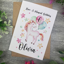 Load image into Gallery viewer, Personalised Unicorn Birthday Card