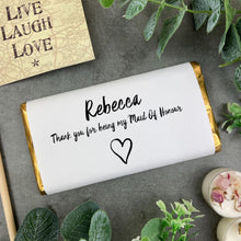 Load image into Gallery viewer, Personalised Maid Of Honour - Thankyou Chocolate Bar