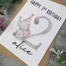 Load image into Gallery viewer, Elephant Happy Birthday Personalised Card
