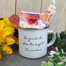 Load image into Gallery viewer, Enamel Mug - Rainbow The Greater The Storm