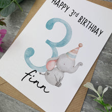 Load image into Gallery viewer, Elephant Personalised Birthday Card