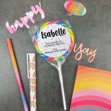 Load image into Gallery viewer, Personalised Good Luck In Primary School Rainbow LolliPop