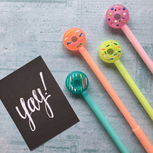 Load image into Gallery viewer, Donut Gel Pen - Lime, Orange, Pink, Turquoise-2-The Persnickety Co