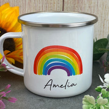 Load image into Gallery viewer, Enamel Mug - Rainbow The Greater The Storm