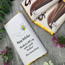 Load image into Gallery viewer, Thank You For Bee-ing Such A Great Teacher- Personalised Chocolate Bar