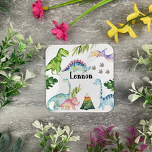 Load image into Gallery viewer, Dinosaur Enamel Mug, Placemat and Coaster