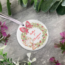Load image into Gallery viewer, Personalised Cute Fox 1st Christmas Hanging Decoration