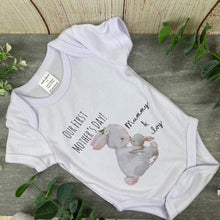 Load image into Gallery viewer, Personalised First Mothers Day Rabbit Baby Vest and Bib