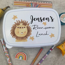 Load image into Gallery viewer, Personalised Roarsome Lion Lunch Box - Blue