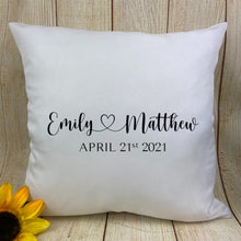 Load image into Gallery viewer, Personalised Heart Name Couples Cushion