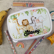 Load image into Gallery viewer, Personalised Jungle Animals Lunchbox