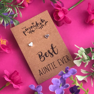 Best Auntie Ever - Heart Earrings - Gold / Rose Gold / Silver-2-The Persnickety Co