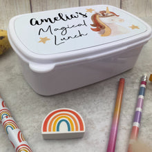 Load image into Gallery viewer, Personalised Magical Unicorn Lunch Box - White
