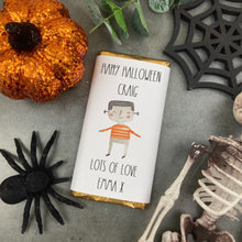 Load image into Gallery viewer, Frankenstein Happy Halloween - Personalised Chocolate Bar-The Persnickety Co