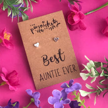 Load image into Gallery viewer, Best Auntie Ever - Heart Earrings - Gold / Rose Gold / Silver-6-The Persnickety Co
