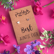 Load image into Gallery viewer, Best Auntie Ever - Heart Earrings - Gold / Rose Gold / Silver-6-The Persnickety Co