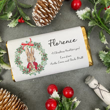 Load image into Gallery viewer, Christmas Rabbit Personalised Chocolate Bar