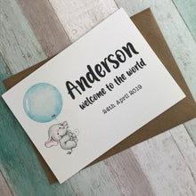 Load image into Gallery viewer, Welcome To The World Baby Boy Card - Personalised-2-The Persnickety Co