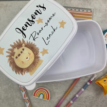 Load image into Gallery viewer, Personalised Roarsome Lion Lunch Box - White