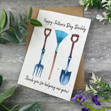 Load image into Gallery viewer, Thank You For Helping Me Grow Plantable Father's Day Card