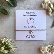 Load image into Gallery viewer, Beaded Charm Bracelet - Best Teacher / Teaching Assistant Ever-3-The Persnickety Co