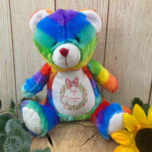 Load image into Gallery viewer, Christmas Wreath Design Soft Toy- Rainbow Bear-The Persnickety Co