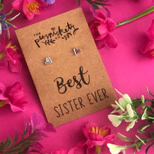 Load image into Gallery viewer, Best Sister Ever - Heart Earrings - Gold / Rose Gold / Silver-The Persnickety Co