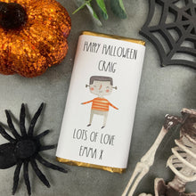 Load image into Gallery viewer, Frankenstein Happy Halloween - Personalised Chocolate Bar