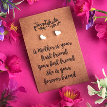 Load image into Gallery viewer, A Mother Is Your First Friend - Heart Earrings - Gold / Rose Gold / Silver-The Persnickety Co