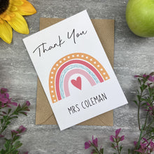 Load image into Gallery viewer, Personalised 'Thank You Teacher' Rainbow and Heart Card