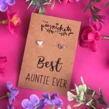 Load image into Gallery viewer, Best Auntie Ever - Heart Earrings - Gold / Rose Gold / Silver-3-The Persnickety Co