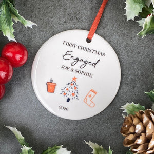 Personalised First Christmas Engaged Hanging Decoration-4-The Persnickety Co