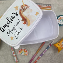 Load image into Gallery viewer, Personalised Magical Unicorn Lunch Box - White