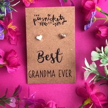 Load image into Gallery viewer, Best Grandma Ever - Heart Earrings - Gold / Rose Gold / Silver-9-The Persnickety Co