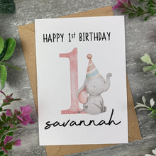 Load image into Gallery viewer, Elephant Happy 1st Birthday Personalised Card
