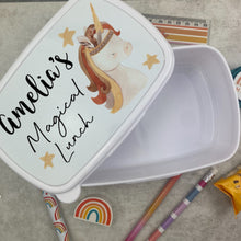 Load image into Gallery viewer, Personalised Magical Unicorn Lunch Box - White