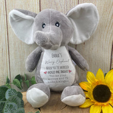 Load image into Gallery viewer, Personalised Grey Worry Elephant Soft Toy