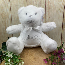 Load image into Gallery viewer, Personalised Heart Name Teddy - White Teddy Bear-The Persnickety Co
