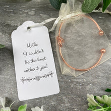 Load image into Gallery viewer, Wedding Knot Bangle With Initial Charm in Rose Gold-5-The Persnickety Co
