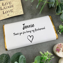 Load image into Gallery viewer, Personalised Bridesmaid Chocolate Bar-The Persnickety Co