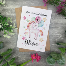 Load image into Gallery viewer, Personalised Unicorn Birthday Card