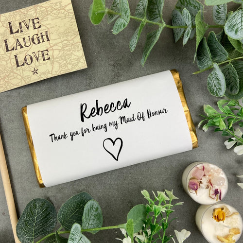 Personalised Maid Of Honour - Thankyou Chocolate Bar-The Persnickety Co