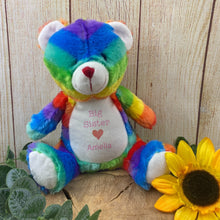 Load image into Gallery viewer, Personalised 'Big Sister' Rainbow Bear Soft Toy-The Persnickety Co