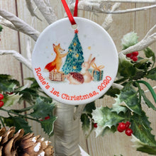 Load image into Gallery viewer, Woodland Friends 1st Christmas Hanging Decoration