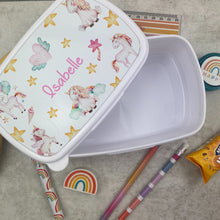 Load image into Gallery viewer, Personalised Unicorn Lunchbox - White