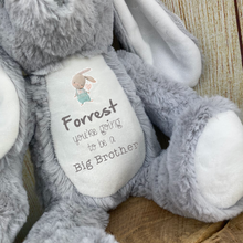 Load image into Gallery viewer, Big Brother/Sister Reveal Grey Bunny Rabbit Soft Toy