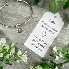 Load image into Gallery viewer, Bridesmaid Knot Bangle With Initial Charm, Silver-6-The Persnickety Co