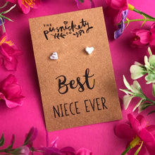 Load image into Gallery viewer, Best Niece Ever - Heart Earrings - Gold / Rose Gold / Silver-4-The Persnickety Co