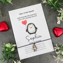 Load image into Gallery viewer, Personalised You're My Penguin Valentines Bracelet