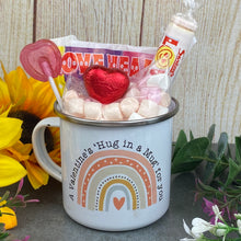 Load image into Gallery viewer, Enamel Hug In a Mug Rainbow Mug